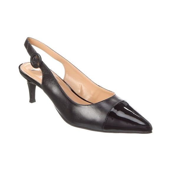 French Sole Skylar Leather Slingback Pump, Black - Picture 1 of 5